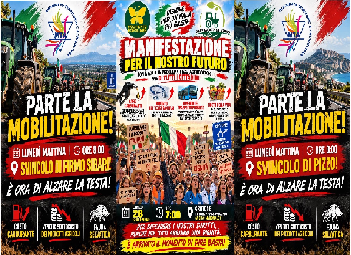 Agricoltori in protesta contro il caro carburanti: mobilitazione in Calabria